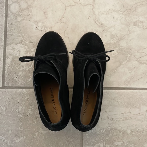 Lucky Brand Black Suede Wedge Booties - Picture 4 of 7